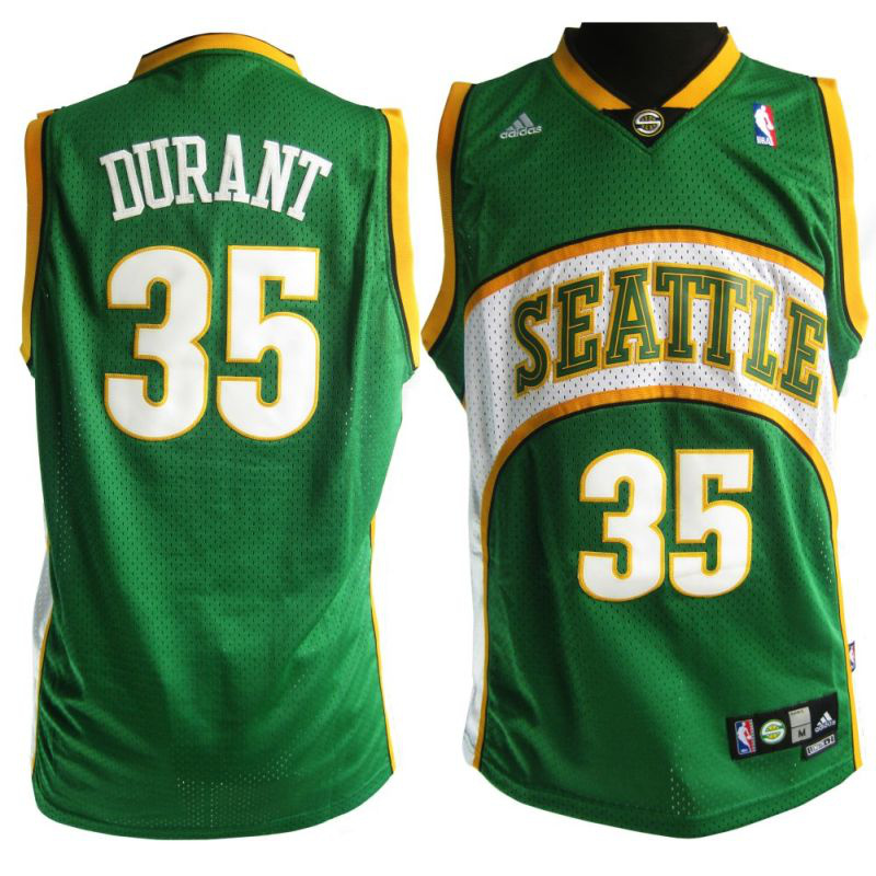  NBA Seattle Sonics 35 DURANT Swingman Throwback Green Jersey